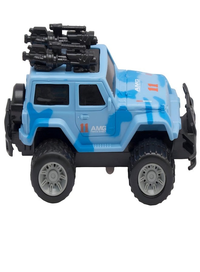 GRAPHITOS Friction Toy with Light & Music Military Vehicle Truck Toy for Kids Blue Color - Image 4